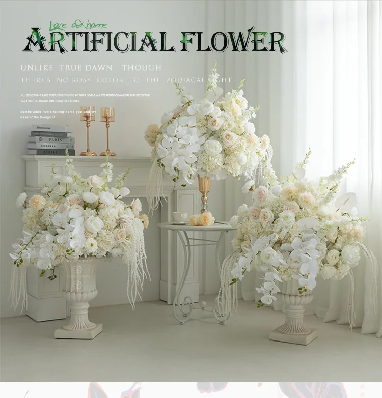Großhandel Milchweiße Künstliche Hortensien-Blumenkugel Seiden-Pomander für Hochzeit Römische Säulen-Gang Schaufenster-Event-Dekoration – Detail 4