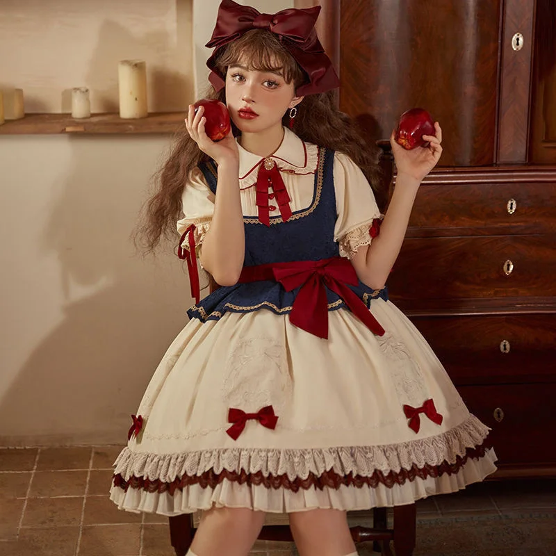 [Fairy Tale Manifesto] Authentic Op Short Sleeve One-piece Daily Retro Sweet Embroidered Lolita Dress Vestido Manga Larga