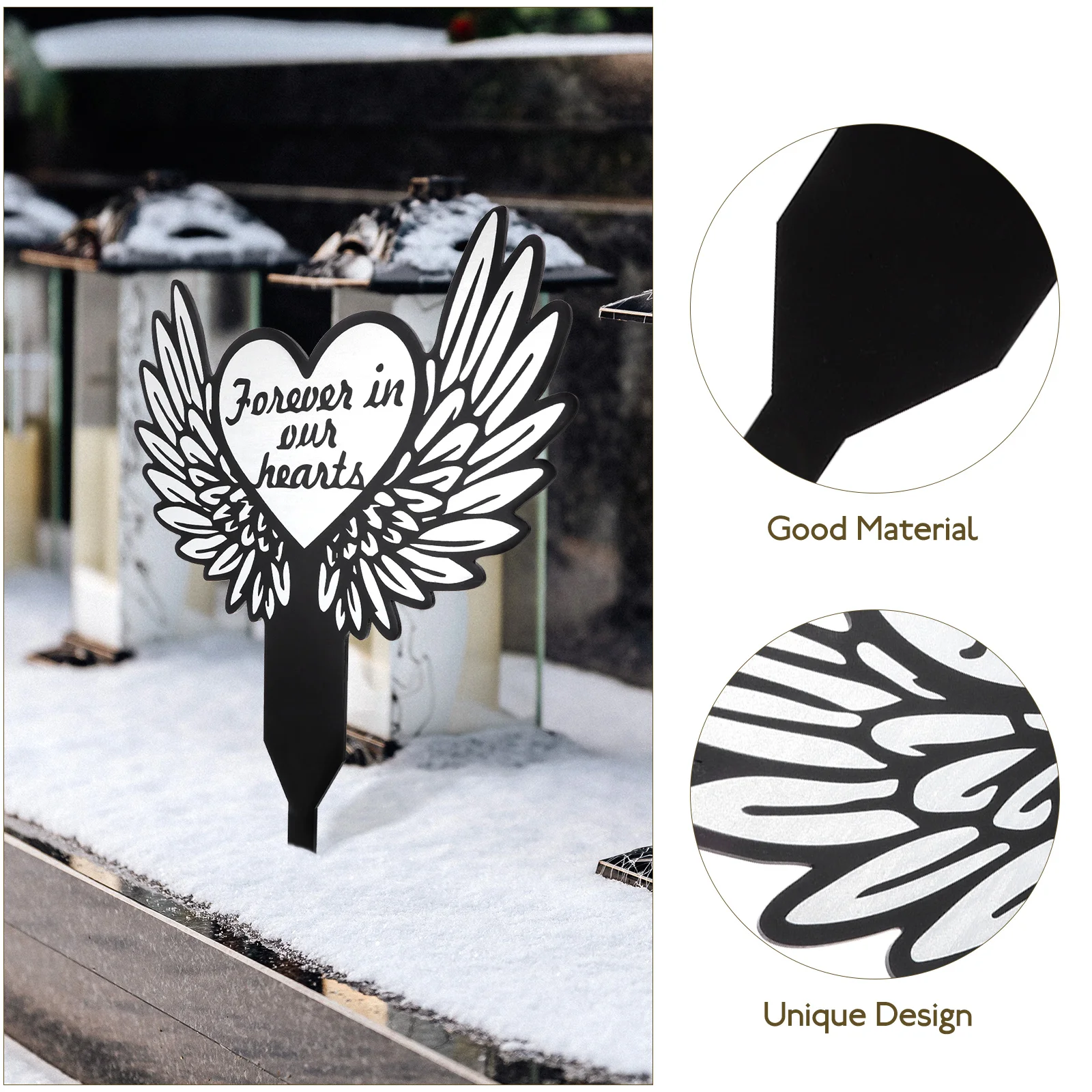 

Grave Memorial Stake Waterproof Acrylic Acrylic Cross Garden Stake Angel Wing Marker for Cemetery Garden Decoration Yard