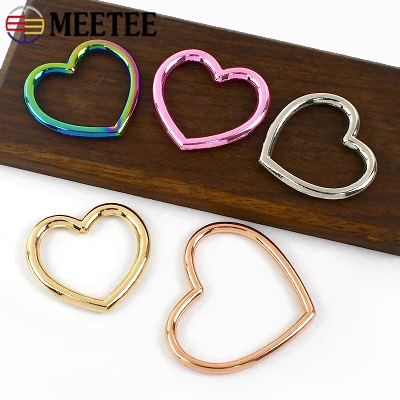 2/5/10/20Pcs Colorful O Ring Metal Buckle Heart Circle Rings Hook Webbing Decoration Buckles Bag Strap Connecting Round Clasp