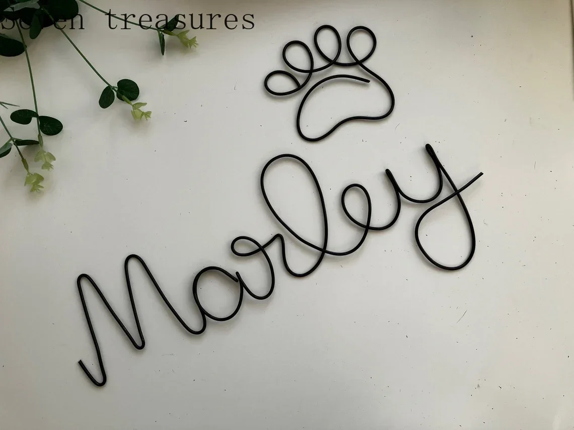 Décoration murale personnalisée avec lettres faites à la main pour animaux de compagnie, un ensemble de noms et de griffes sont parfaits pour la décoration de la chambre des animaux de la maison