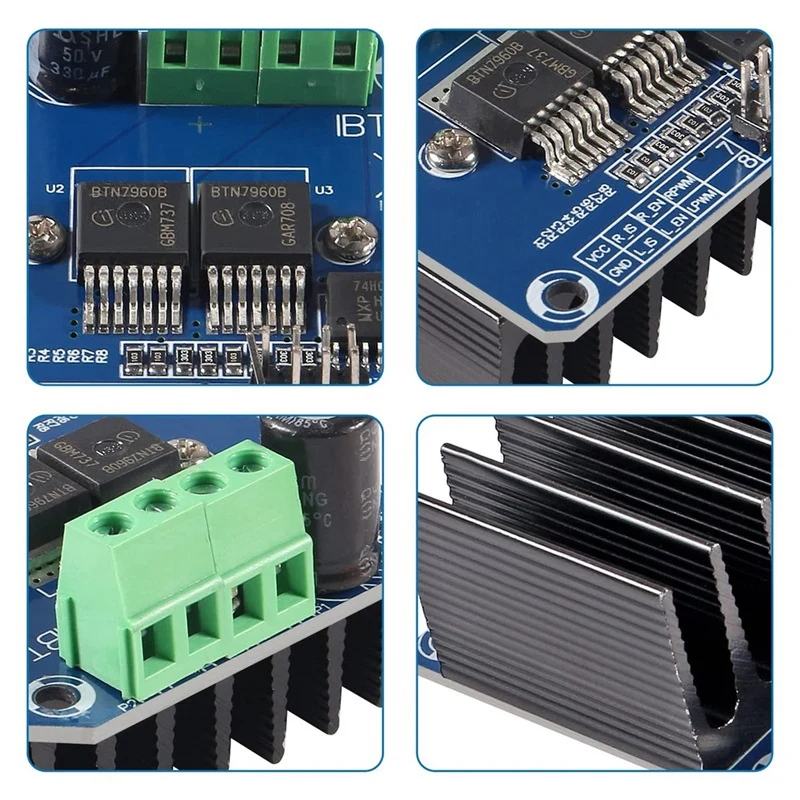 2Pcs BTS7960 43A High Power Motor Driver Module Smart Car Driver Module for Arduino Current Limit