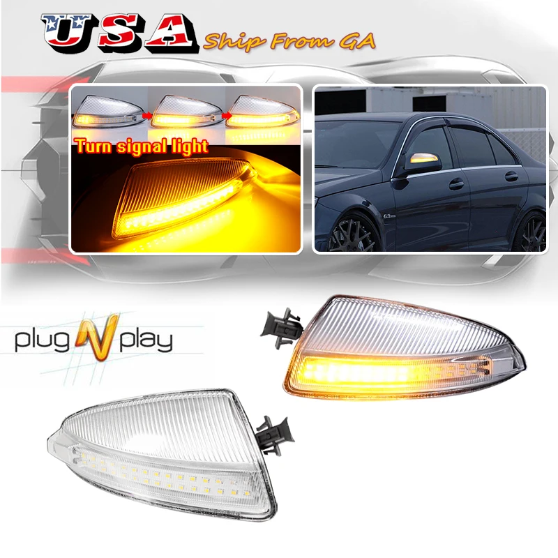 2pcs Turn Signal Light LED Side Wing Rearview Mirror Indicator Blinker For Mercedes Benz W204 S204 W164 Vito Bus Viano W639