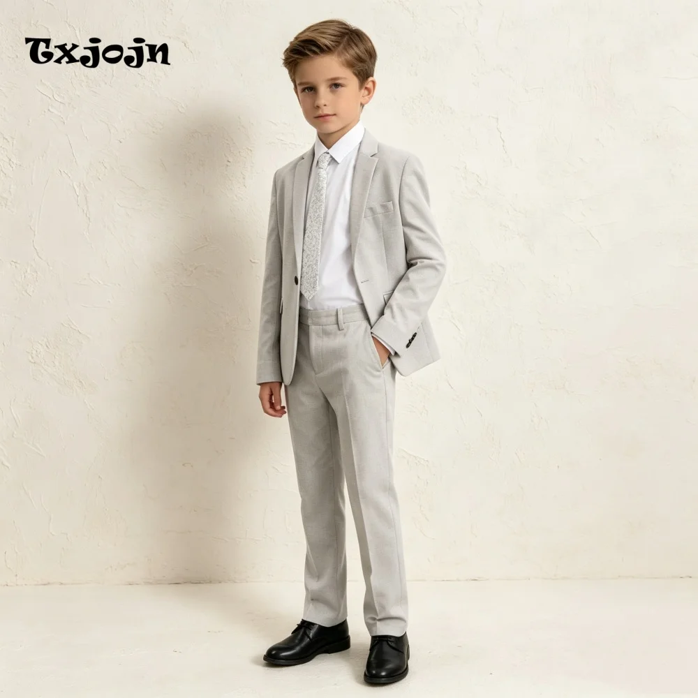 Formal Boys Suit Fashion Wedding Tuxedos 2-piece Set Trend Solid Pointed Collar Jacket Single Button Blazer Pants for Party
