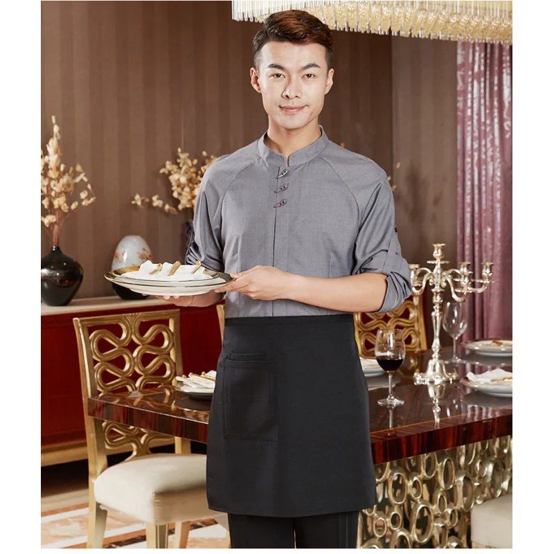 Hotel Work Clothes Long Sleeve Autumn and Winter Western Restaurant Staff Uniform Barbecue Milk Tea Shop Tooling Baking Custom C