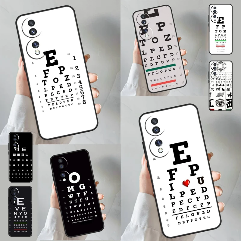 Vision Test Chart For Huawei P60 P50 P40 P30 Pro Nova 9 5T P Smart Honor Magic5 Lite 70 50 X8 X8a X9a Case