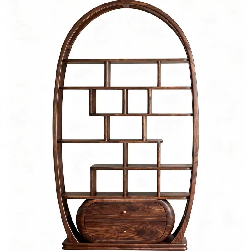 Black walnut bookshelf modern simple light luxury wall display stand living room club