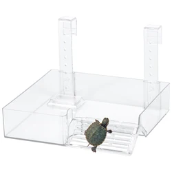 Turtle Basking Platform Height Adjustable Hang Habitat Turtle Dock Floating Island for Reptile Terrarium Aquarium Accessory