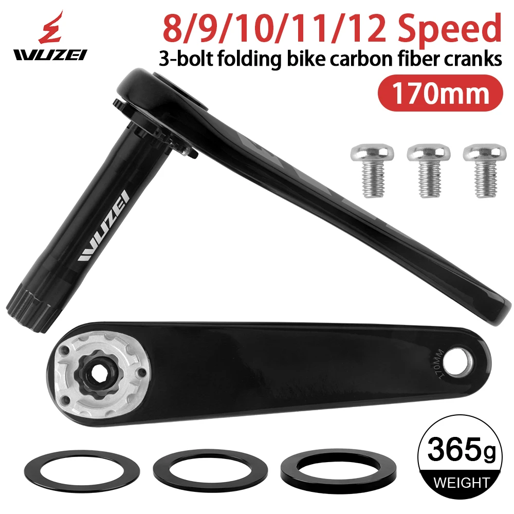 WUZEI Koolstofvezel Racefiets Crankstel 165mm 170mm 3-Bolt Direct Mount AL-7075 24mm As voor Shimano 105 R7000 Ultegra R8000
