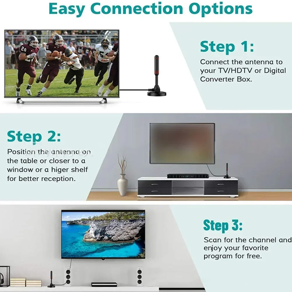 Heldere digitale ontvangst Digitale tv-antenne Gebruik binnenshuis Hoogwaardig ABS-materiaal Draagbare HD TV-antenne Sterk en stabiel signaal