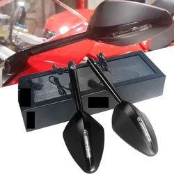 Motorcycle LED Turn Light Signals Folding Rear View Rearview Mirrors For V4 V4S Panigale