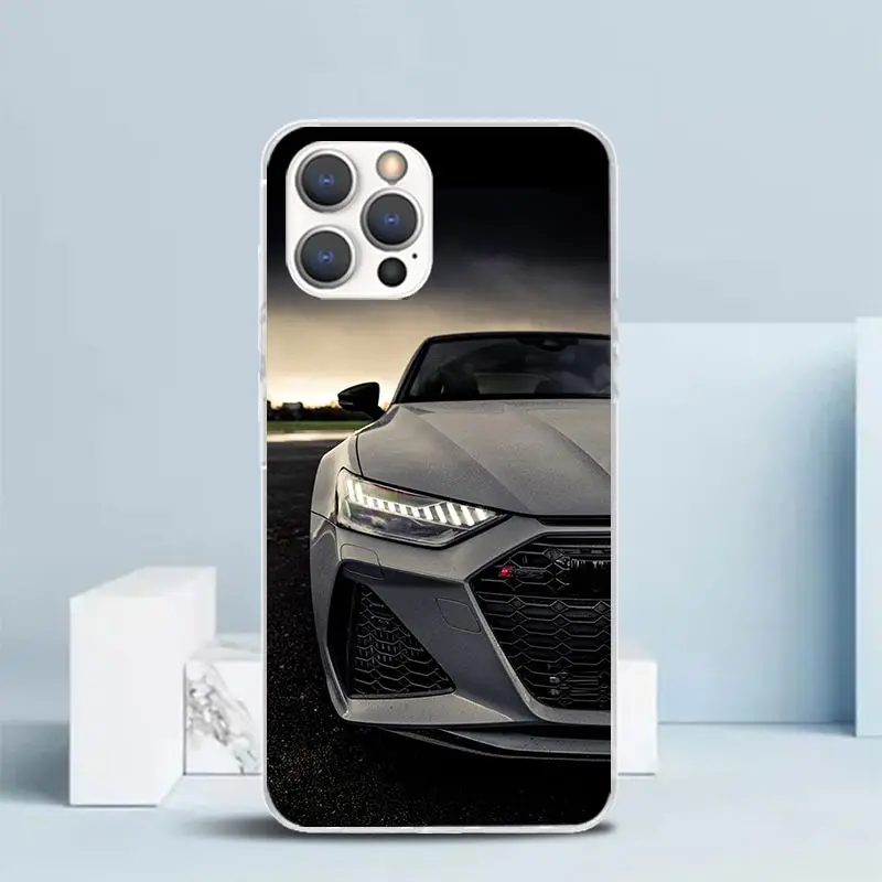 Super Car For A-Audis R-S Sport Phone Case For IPhone 16 17 Air 16E 15 14 Plus 13 Mini 12 11 Pro Max 7 8 + SE 2020 Soft TPU Back