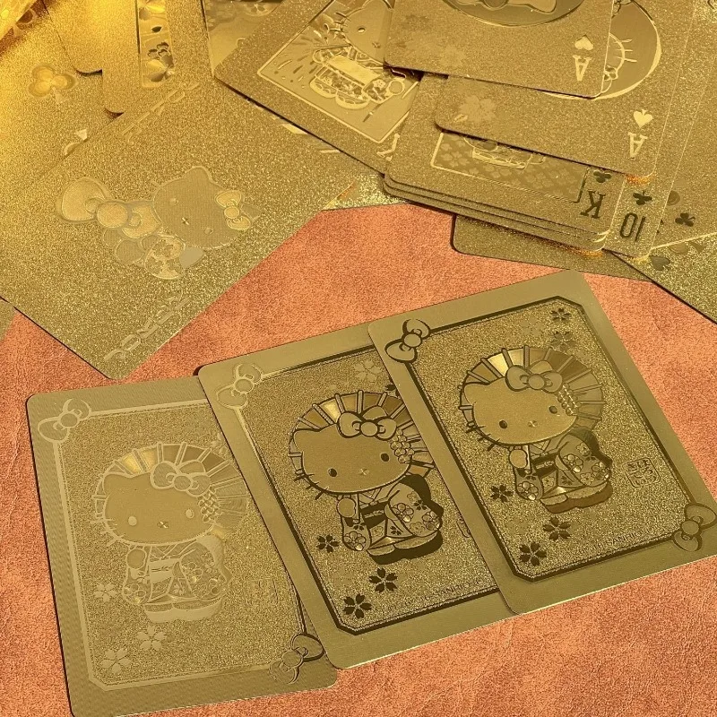 새로운 Sanrio 창의적이고 절묘한 헬로 키티 애니메이션 주변기기 황금 카드 놀이 귀여운 카와이 만화 게임 카드 휴일 선물