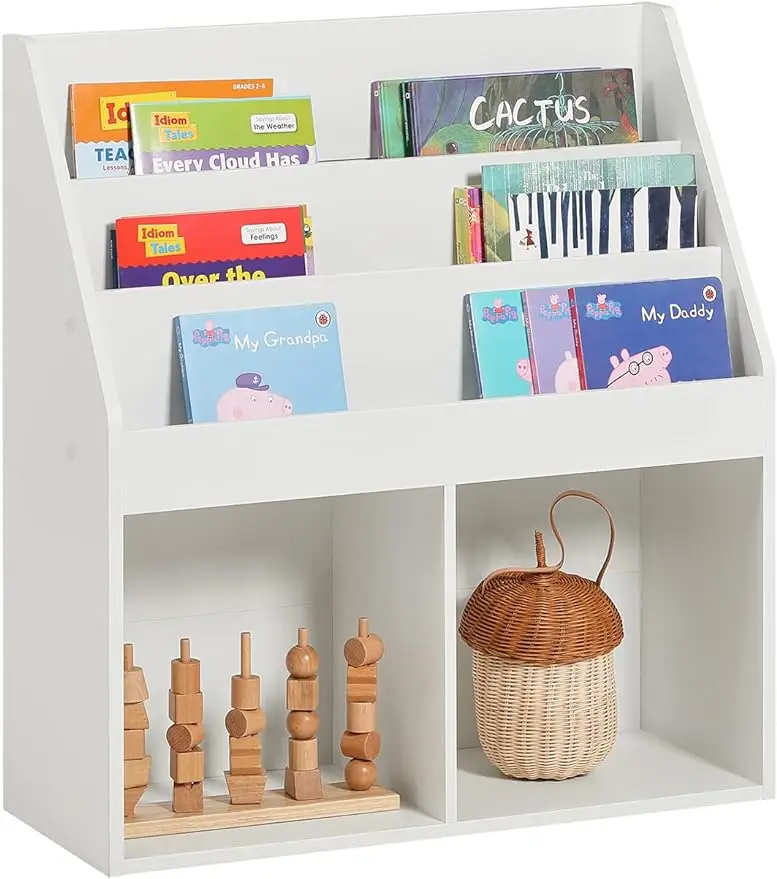 White Children Kids Bookcase Book Shelf Storage Display Rack Organizer Holder