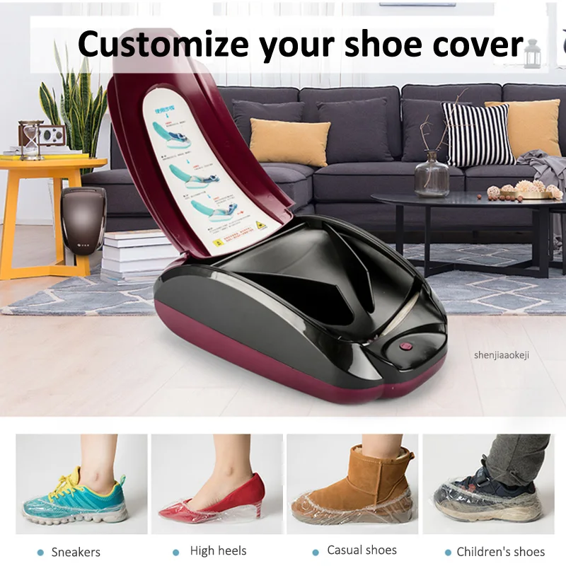 Lm-100s máquina de filme de sapata inteligente casa automática de uma vez máquina de cobertura de sapato com usando a função de memória 200 pces sapatos cobrir