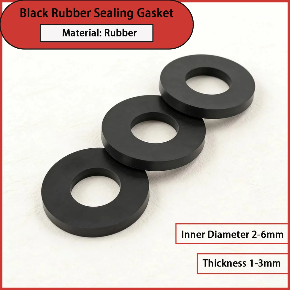 Black rubber sealing gasket with an inner diameter of 2-6mm is used for plumbing, electromechanical,automotive parts, etc