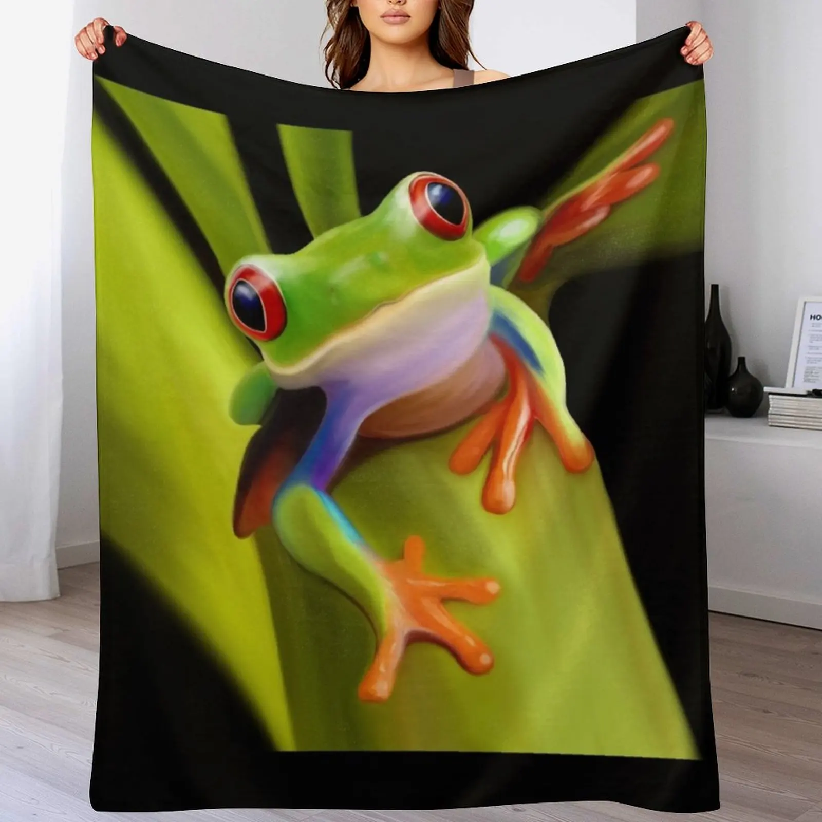 

Red-Eyed Frog, Red-Eyed Tree Frog Throw Blanket Plush Vintage Blankets