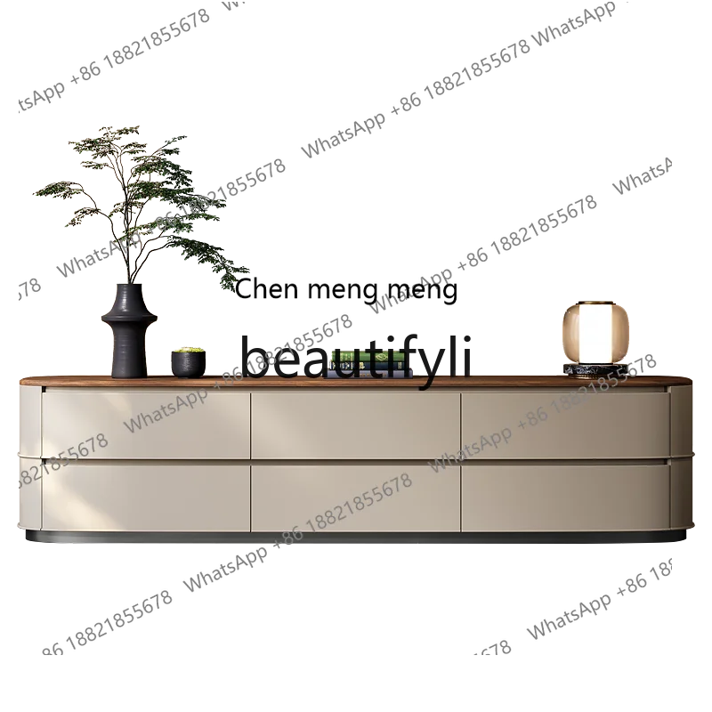 

Light luxury TV cabinet coffee table combination living room designer custom villa large flat solid wood walnut floor cabinet R