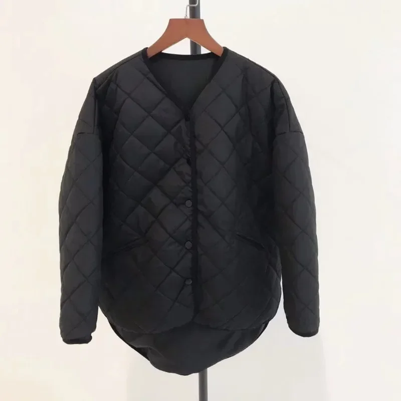 

Rhombus Plaid Silhouette Padded Jacket Army Green Padded Jacket Women Parkas