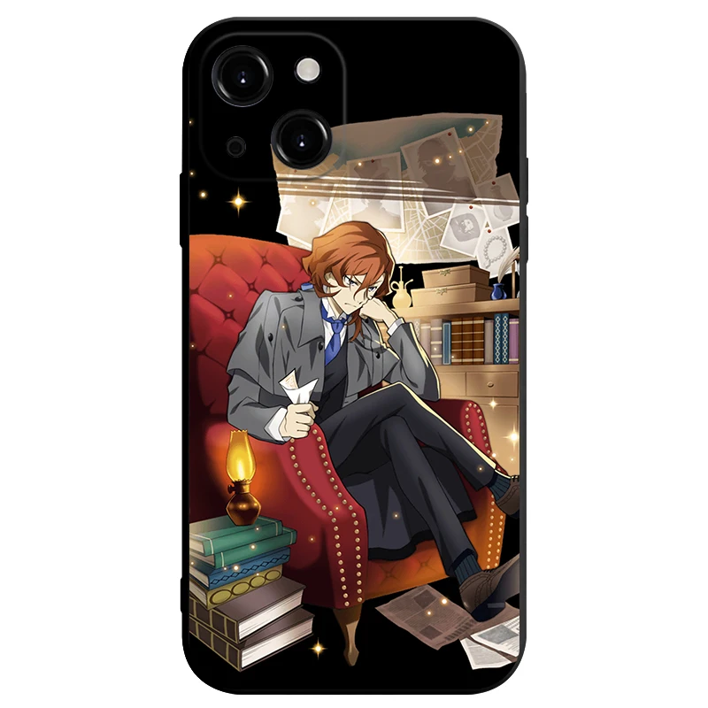 Bungo bezpańskie psy martwe jabłko dazai osamu Chuuya Anime etui na telefon iPhone 14 13 12 11 Pro Max Mini XS X XR SE3 2 7 8 Plus miękkie