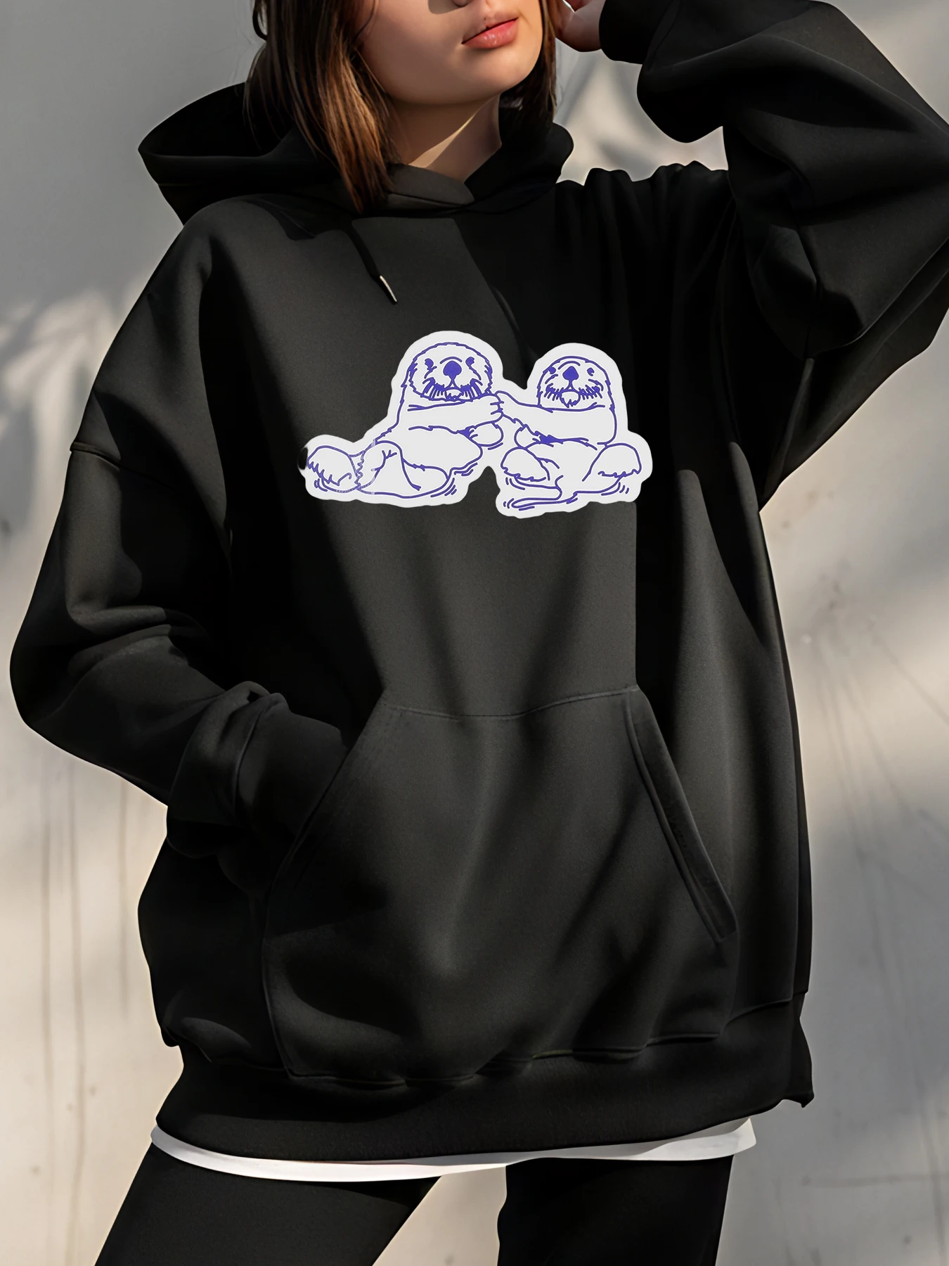 

Женская толстовка с капюшоном и принтом большого размера, повседневная уличная одежда, модный топ с капюшоном для женщин