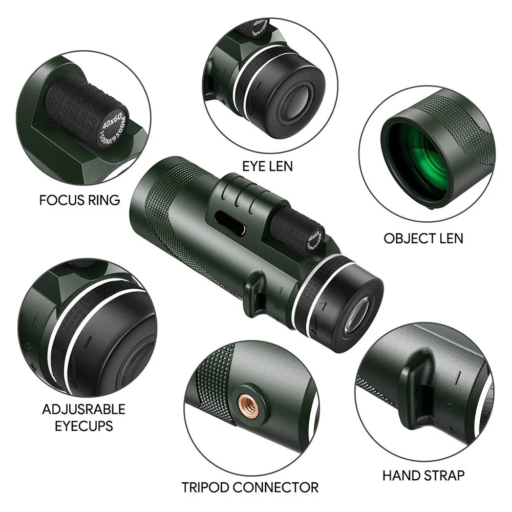 80X100 HD Monocular Telescope High Definition High Power Outdoor Camping Hiking Scenic Viewing Telescope