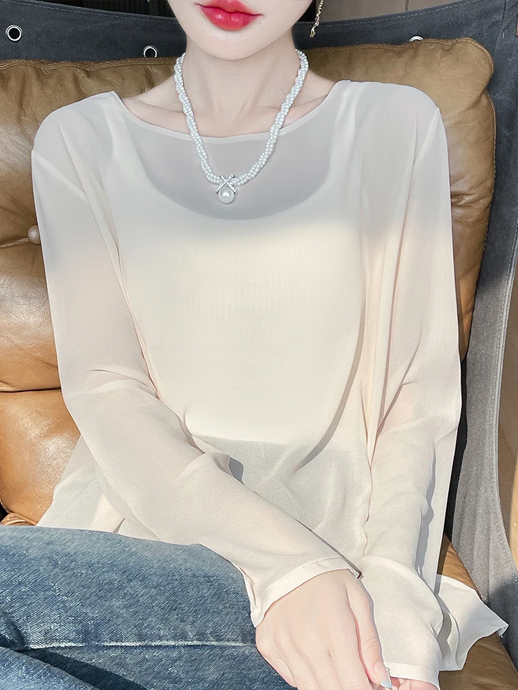 

Летняя длинная футболка Sve Thin Me round Ne, защита от солнца, свободная верхняя одежда, однотонная накидка для юбок