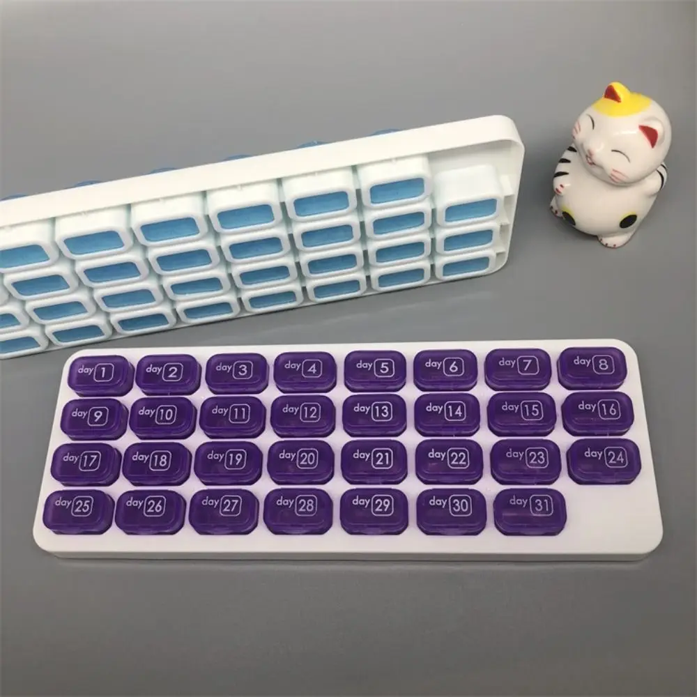 Plastic 31 Grid Pills Box Moisture Proof Independent Cell Pill Organizer Medicine Tablet Storage Medicine Container Travel