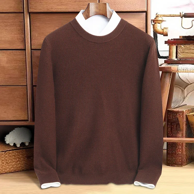 Men O-Neck Cashmere Thicken Sweater Handsome Fashion Korean Casual Warm Short Sweater Autumn Winter Male Knit Pullover Sweater