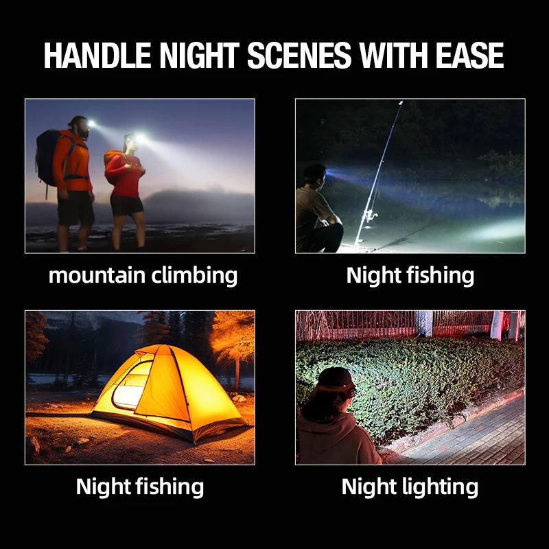 Multi-light-source LED headlamp induction lamp beads can be switched to support TYPE-C charging.