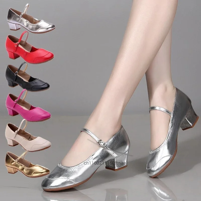 Damen-Tanzschuhe mit weicher Sohle und mittlerem Absatz, zweipunktige Sohle, rutschfest, für Ballsaal-Tanztraining und tägliche Übungen – Detail 8