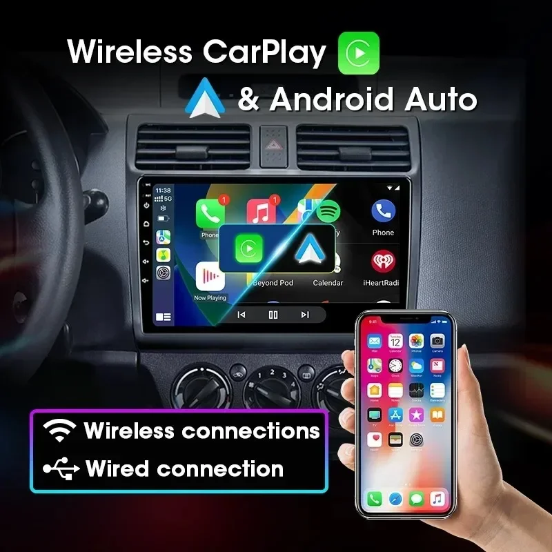 Srnubi Radio de coche para Suzuki Swift 2003 2005 2006 2007 2008 2009 2010 inalámbrico Carplay Android Auto reproductor Multimedia de coche 2 Din 3