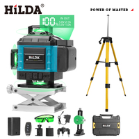 HILDA 4D 16 Line 360 Self-leveling  Laser Level Horizontal Vertical Green Light Professional  Tool with Remote Control ＆ tripod