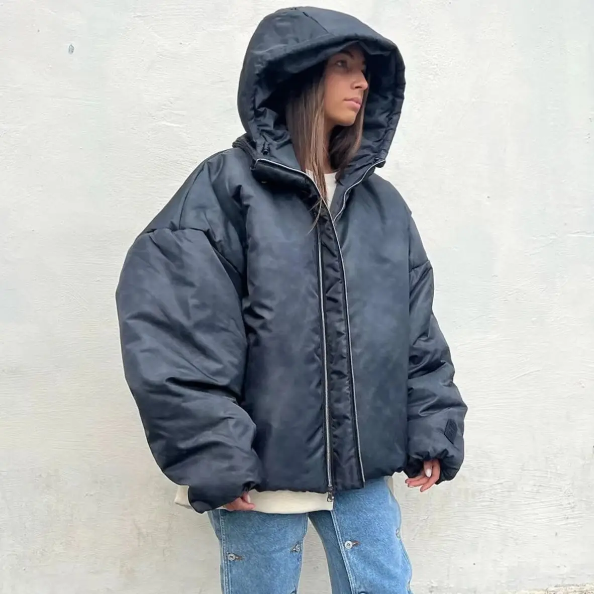 

NIGO Мужская весенне-осенняя темная хлопковая куртка на молнии с капюшоном High Street Trend, повседневная удобная куртка, короткое пальто # NGTOP11985