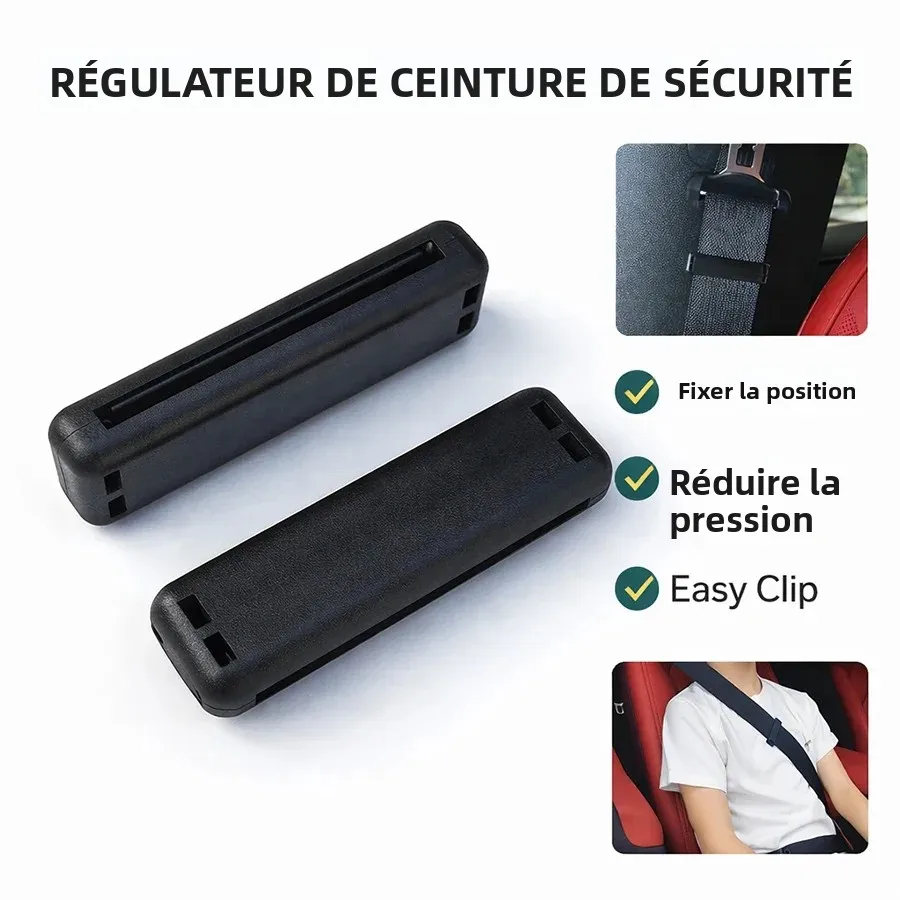 2 pièces - Clip de réglage de ceinture de sécurité de voiture - Anti-dérapant - Fixateur de position de ceinture de sécurité - Clip de ceinture de sécurité réglable - Conception compacte universelle