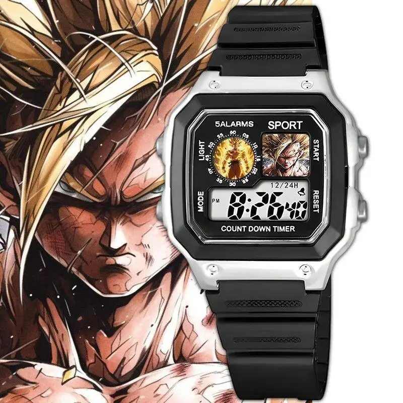 Dragon Ball Vegeta Watch Waterproof Shockproof Boy Girl Sport Smart Digital Electronic Led Multifunction Timer Alarm Clock