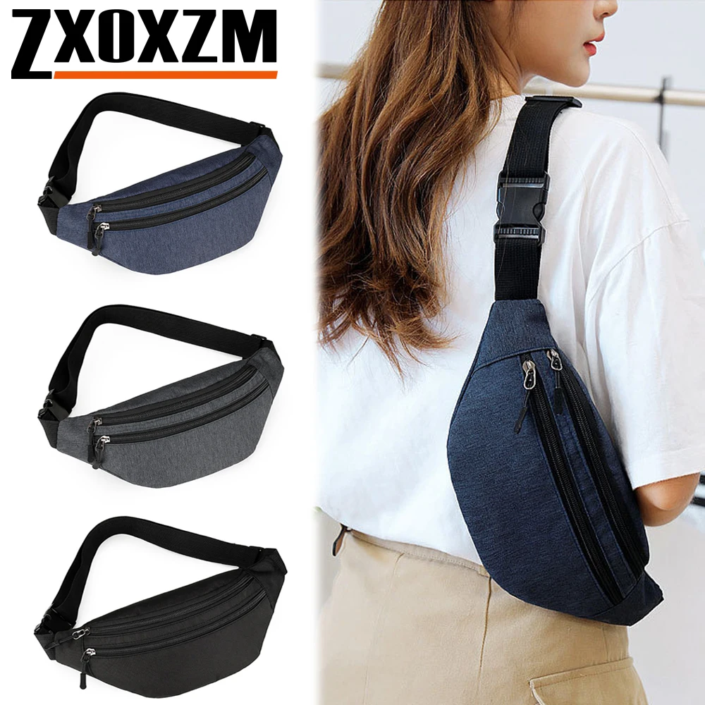 

1PCS Large Hands-Free Crossbody Fanny Pack with 3-Zipper Pockets for Sports Festival Workout Travel Running Cycling