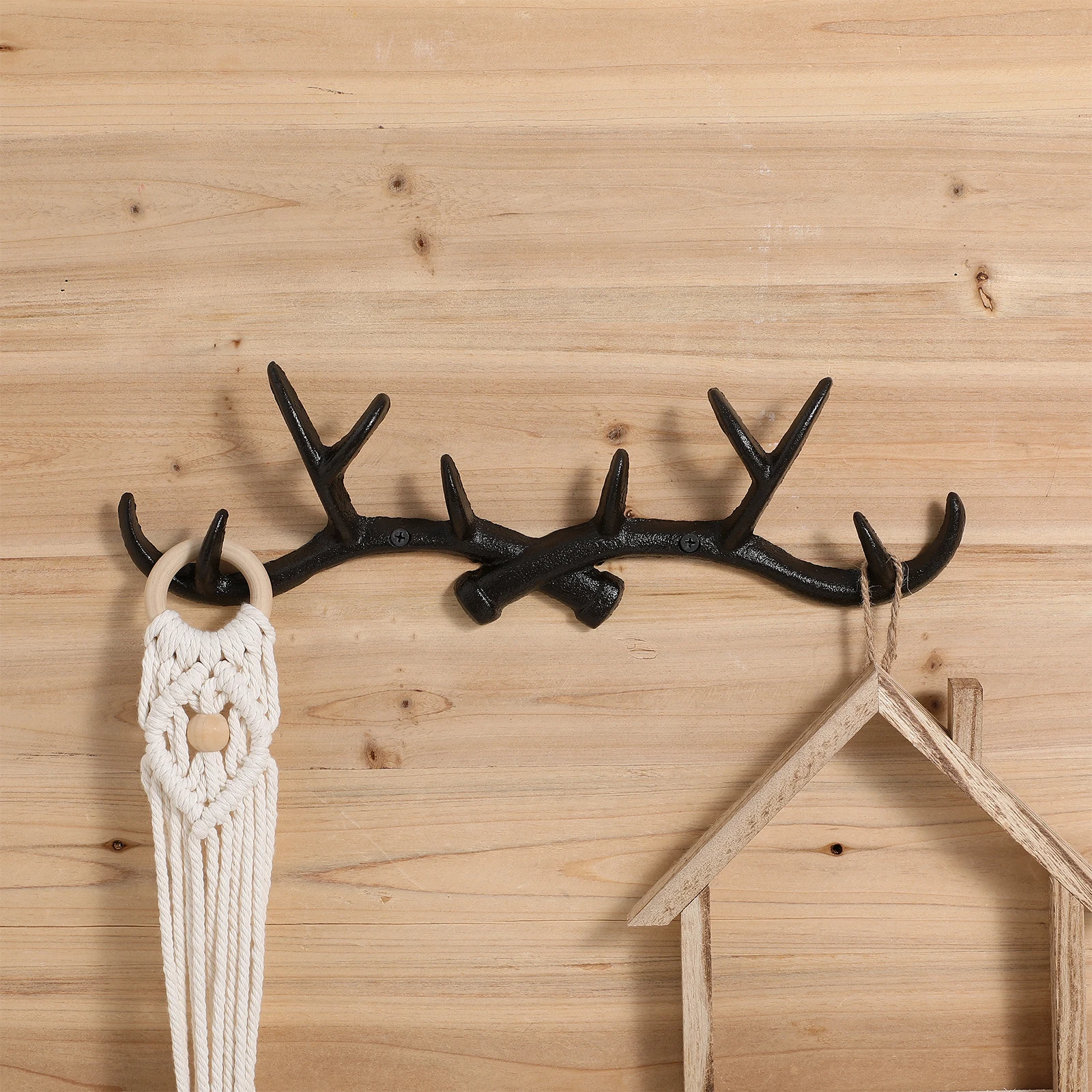 

Cast Iron Hook Decorative Antler Wall Mount Coat Hanger Vintage Home Storage Sturdy Design For Living Bedroom Entryway