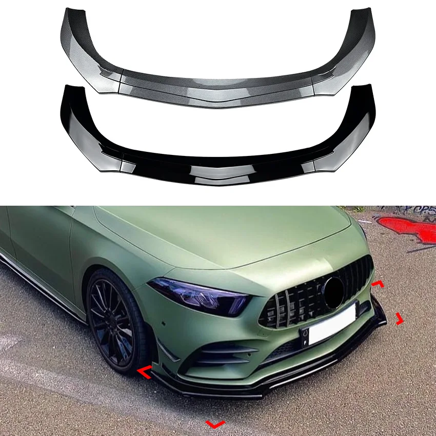 

Накладка-спойлер на передний бампер для Mercedes-Benz A-Class W177 A180 A200 A35 AMG 2019-2022, защита переднего бампера, нижний сплиттер