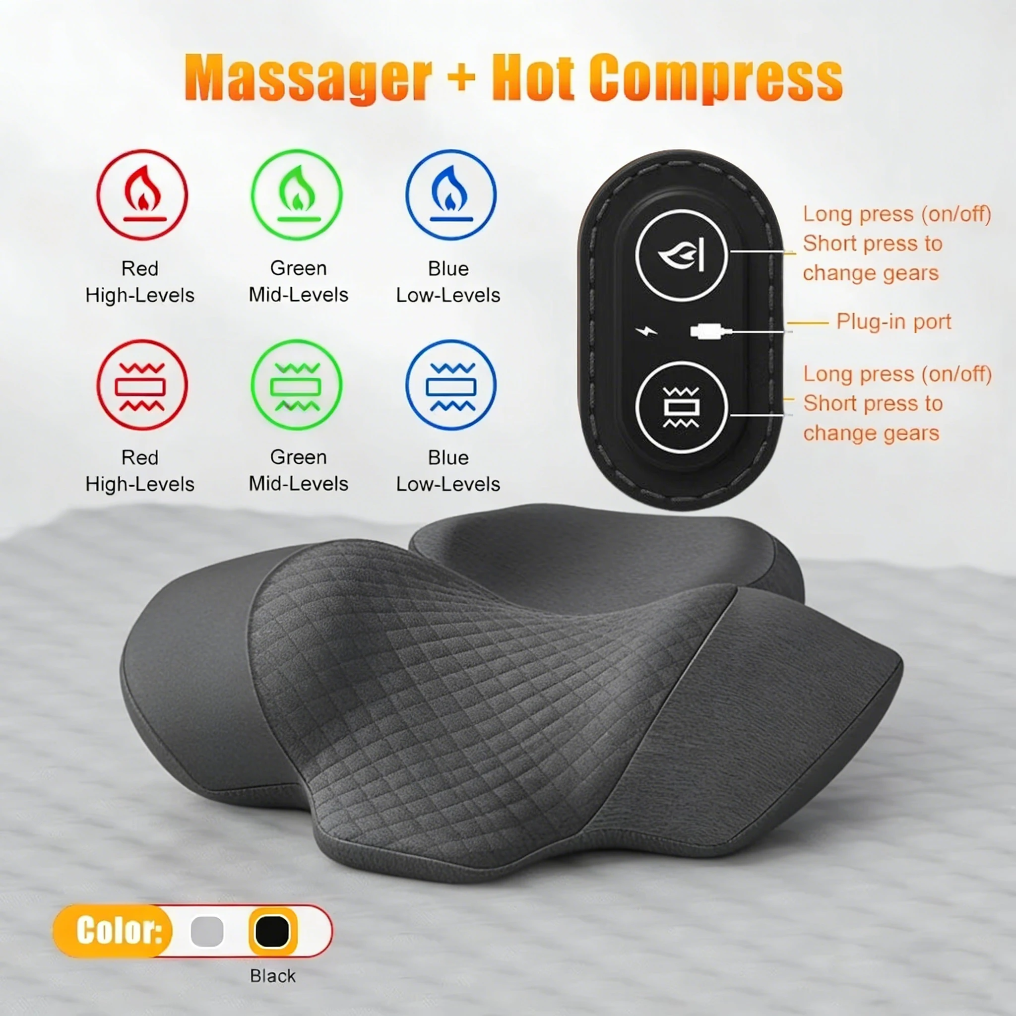Nackenmassagekissen mit Wärme und Vibration zum Schutz der Halswirbelsäule und zur Linderung von Schlafproblemen