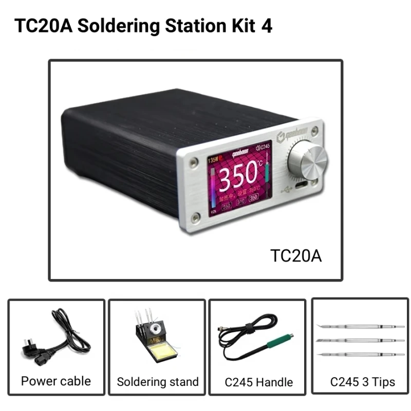 TC20A Soldering Station Compatible with C115/C210/C245/T12 Handle Soldering Iron Tips Multi-Function Precision Rework Station