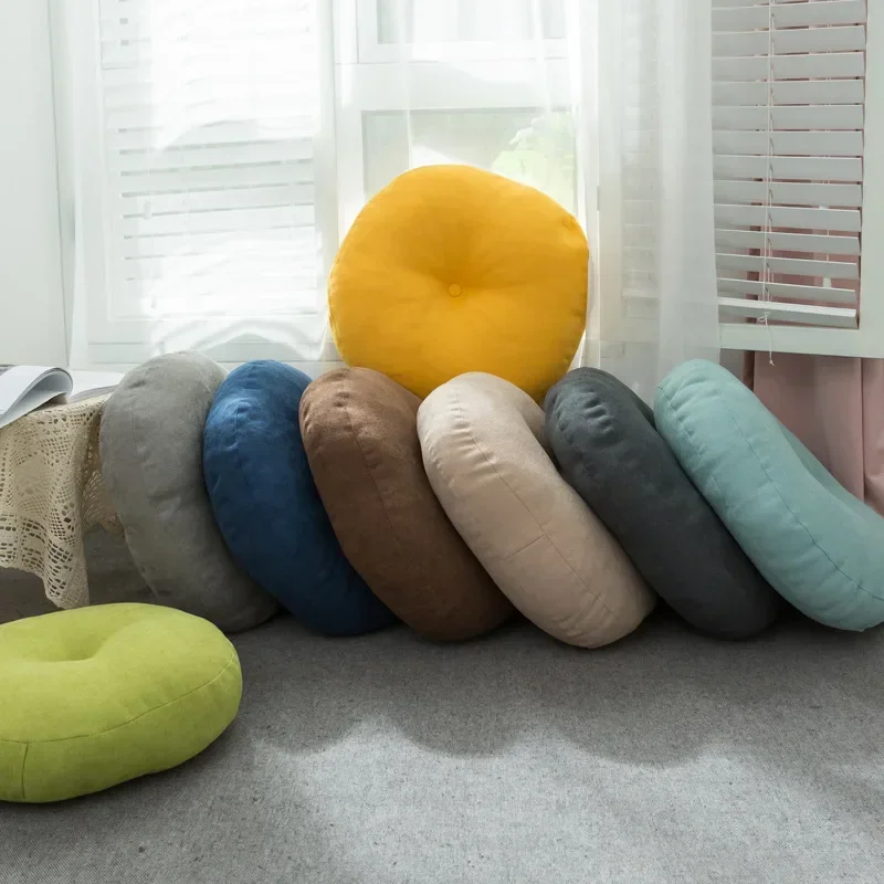 Cojín grueso de futón de estilo japonés Simple, cojín redondo de algodón y lino para SILLA, Tatami