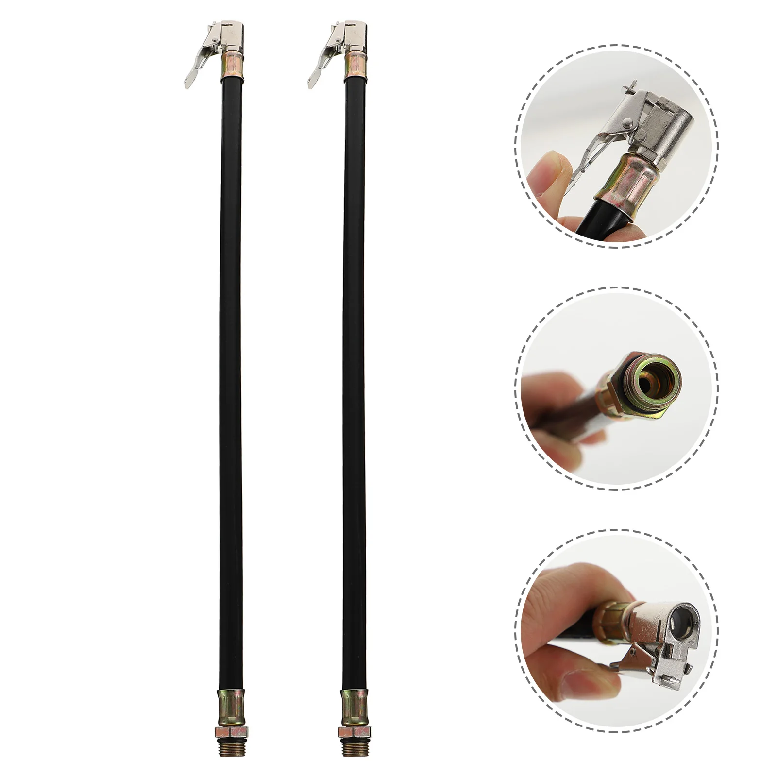 

2 Pcs Inflation Hose Adapter Air Pump Car Tire Compressor Replacement Inflator Extension Tube Pressure Gauge