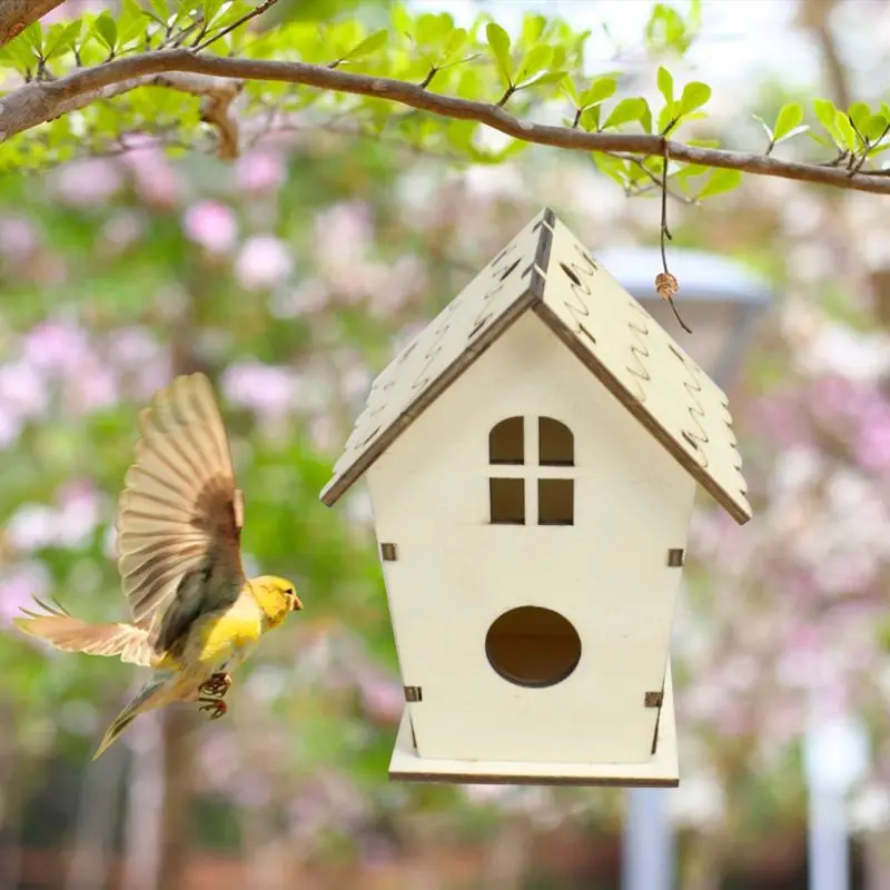 

Natural Wooden Bird House Nest for Creative DIY Handmade Crafts Decorative Simulated Box for Bluebird Finch Wren Chickadee