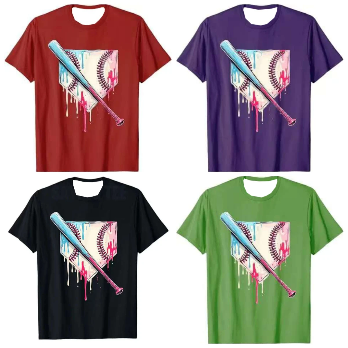 

Summer's Best-selling Fashion Baseball Bat 3D Printed T-shirts, Baseball Quick-drying and Quick-descent Motorcycle T-shirts