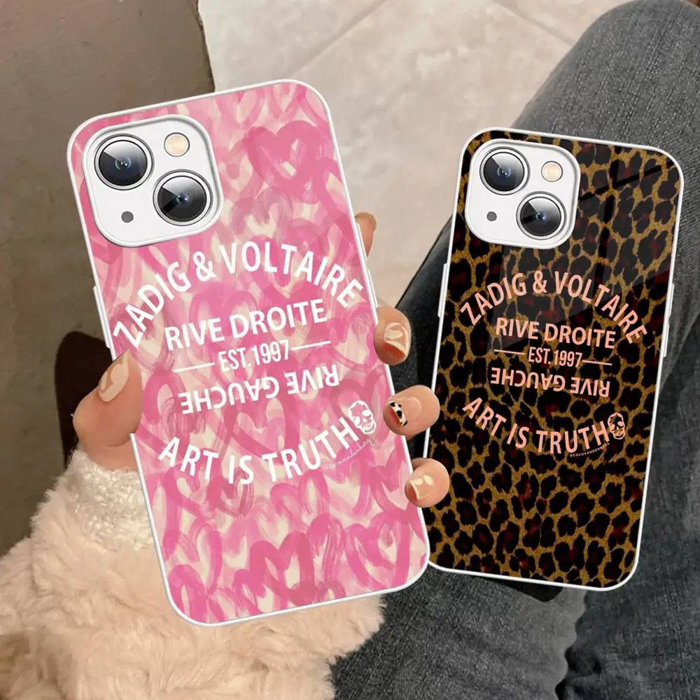 Funda de vidrio templado Z-Zadig y V-Voltaires para Iphone 14, 13, 12, 11 Pro, Mini, XS, MAX, 14Plus, X, XS, XR