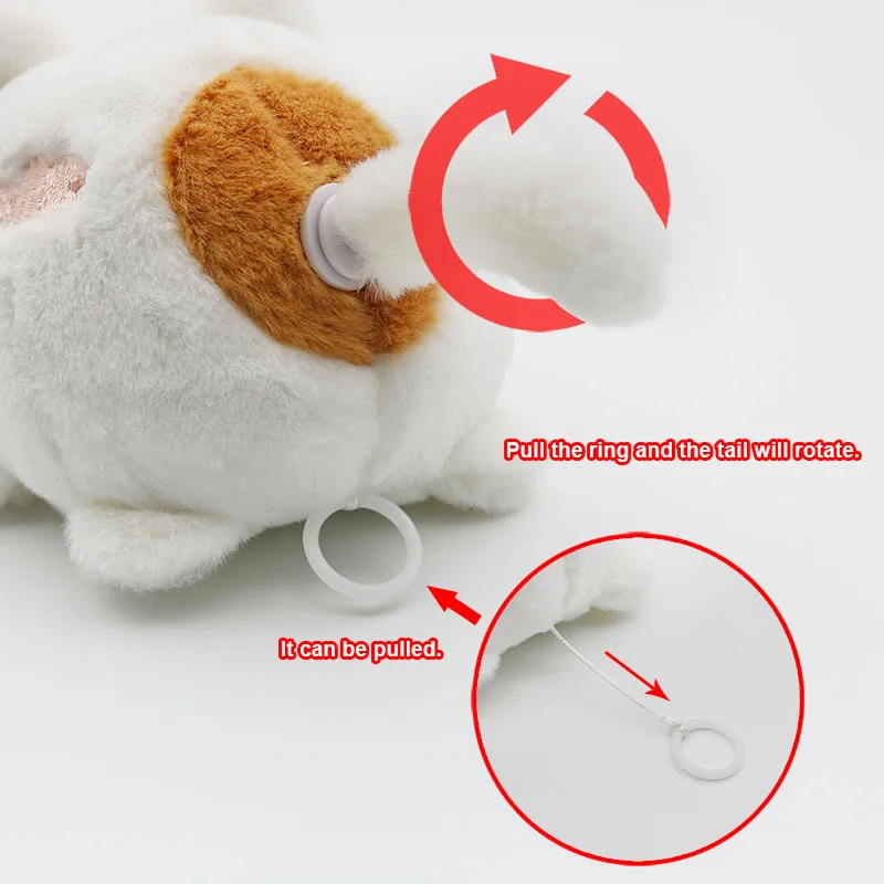 Giocattolo per gatti in peluche da 3.9 pollici con una coda che agita, azionato da una corda, adatto come giocattolo per animali domestici e un regalo di compleanno per i bambini