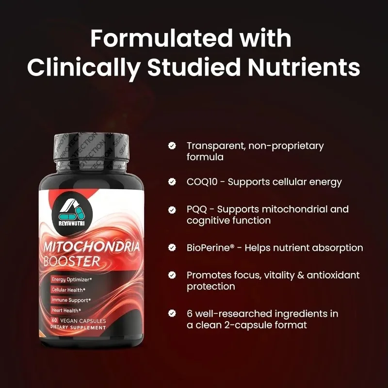 Containing Coenzyme Q10, PQQ, Acetyl-L-carnitine, Alpha Lipoic Acid, Magnesium BioPerine - Cellular Mitochondrial Health Support