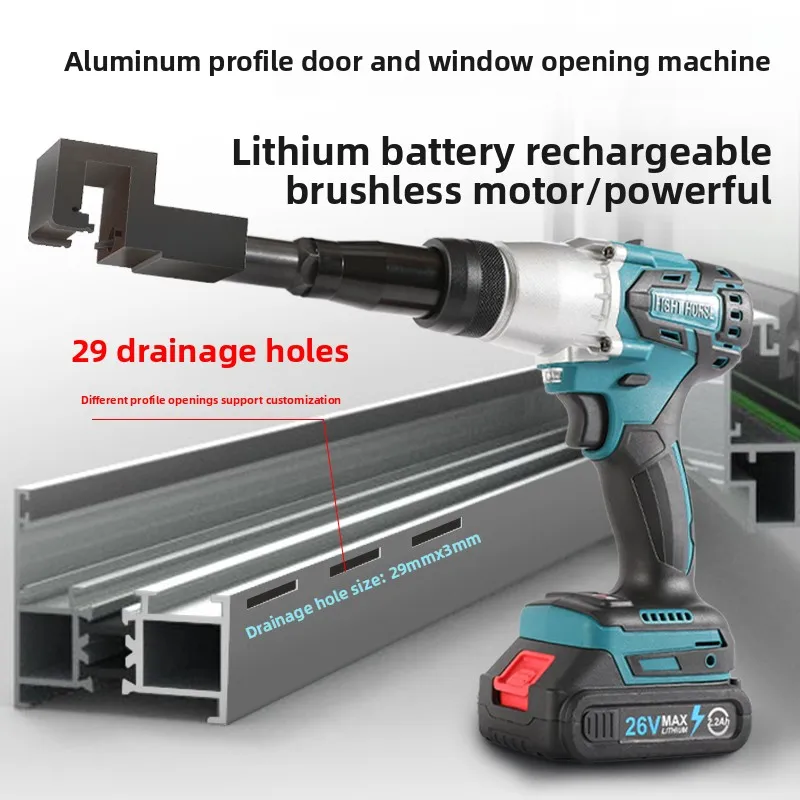 Aluminum and Window Lithium Battery Drainage Punching Machine PneumaticHole PuncherSink Milling Hole AluminumProfile Hole Opener