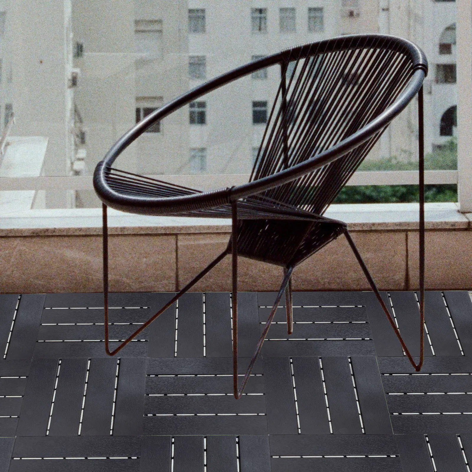 بلاط متشابك من الخشب والبلاستيك مقاوم للماء للأرضيات الخارجية والشرفة والربط والتزيين بمظهر طبيعي طازج للأشعة فوق البنفسجية والمطر والثلج #1